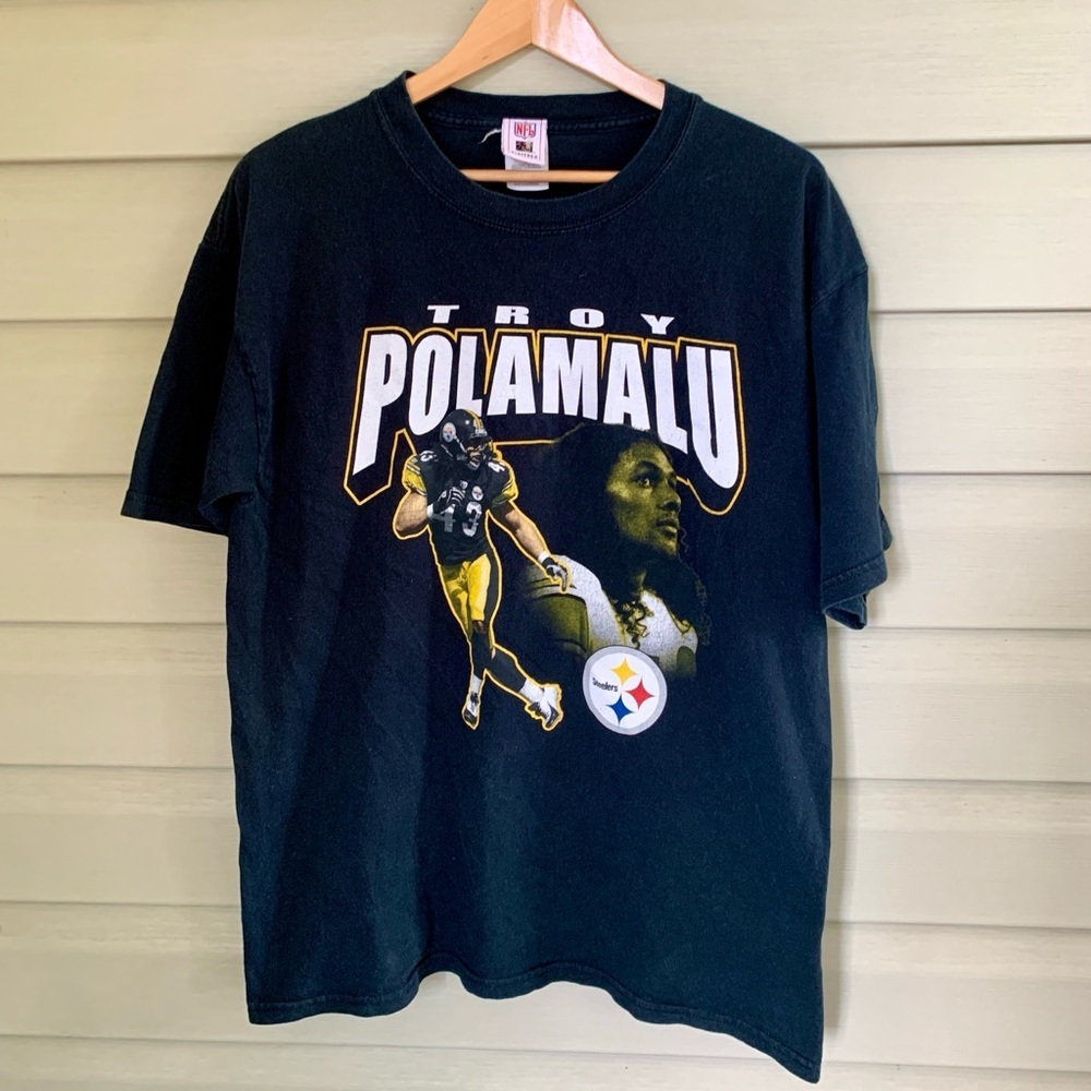 Vintage Troy Polamalu 43 Pittsburgh Steelers NFL Players cotton t-shirt sz L EUC